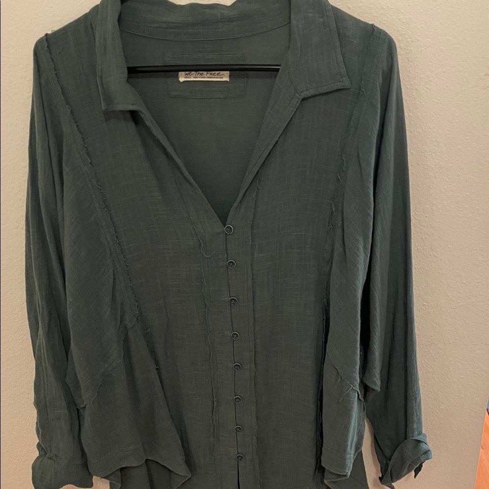 We The Free Teal Button Down Shirt